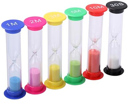 WELLGRO Clessidra, Quantità A Scelta, 30 Sec, 1 Min, 2 Min, 3 Min, 5 Min, 10 Min, 6 Pezzi