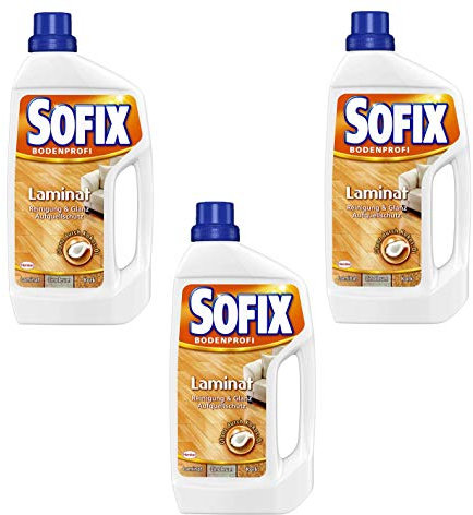 SOFIX Laminatreiniger, Bodenreiniger, 3x1 l, für besonderen Glanz durch Kokos-Öl