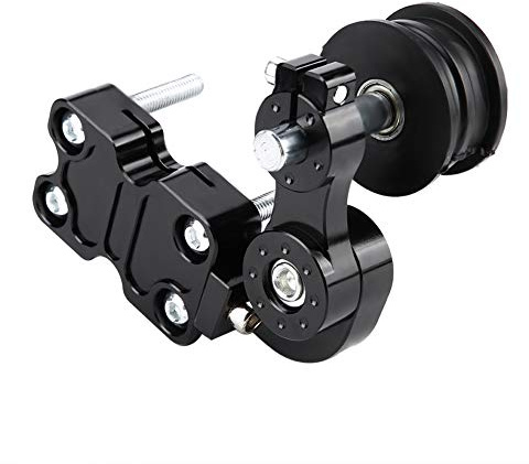 EVGATSAUTO Tendicatena per Motocicletta Tendicatena in Alluminio Bullone sul Rullo Lunghezza del Collegamento del Motociclo Regolatore Automatico del tenditore della Catena modificato(Nero)