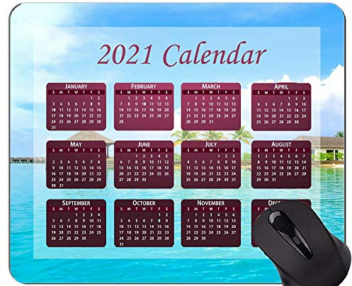 2021 Kalender Mauspad mit Feiertagen, Sandwolke Wasser Mauspads
