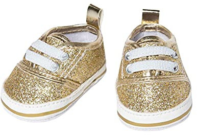 Heless 146 - Glitzer-Sneaker für Puppen, in Gold, Größe 38 - 45 cm, schickes Schuhwerk mit Wow-Effekt für besondere Anlässe