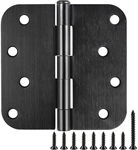 18 Pack Matte Black Door Hinges 4 Inch Exterior/Interior/Front Door Hinge 4 Inch Black 5/8 Radius Residential Garden Farm Shed Door Hardware Non-Removable Indoor Outdoor Improvement 4x4Heavy Duty