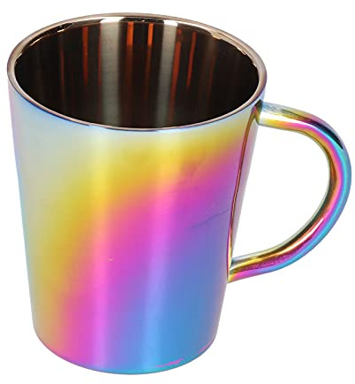 Cyrank tasse, mugs et tasses à café, tasse en métal, Tasse à café en acier inoxydable 300ml, tasse isolante à double paroi tasse de camping avec poignée pour thé, café