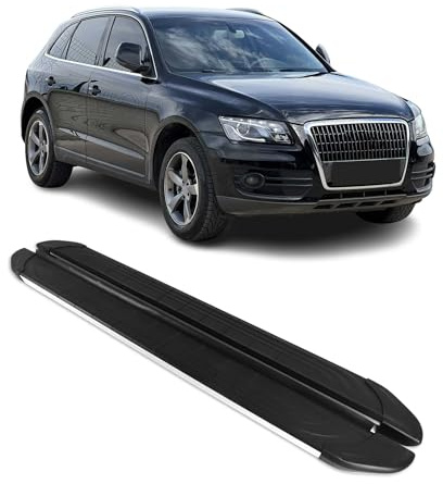 Marchepieds latéraux pédale Compatible avec Audi Q5 8RB 2008-2017 Aluminium Gris Noir 2Pcs