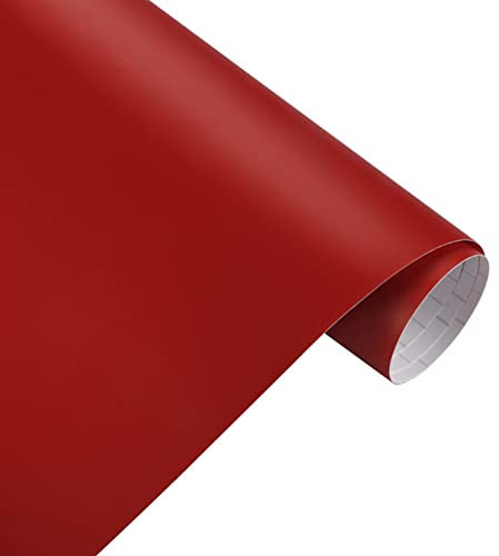 Matt Autofolie DIY, Asudaro Selbstklebend Auto Schutzfolie Aus Vinyl Vinyl-Autofolie Autoaufkleber, Blasenfrei Lackschutzfolien Lackfolie Schutzfolie für Auto und Motorrad DIY Laptops,rot