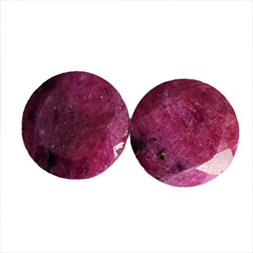 Ravishing Impressions Paire de boucles d'oreilles à facettes en rubis rouge naturel - Taille 12 x 12 x 5 mm - Fabrication de bijoux - Pierre précieuse - Aiguise notre concentration et notre motivation