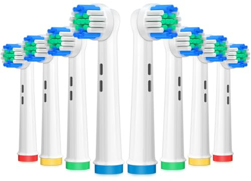 AnjoCare Replacement Brush Heads for Oral B, 8 Pack Electric Toothbrush Heads Compatible with Oral B Braun Pro1000/3000/5000/7000, Rechargeable Toothbrush Heads for Vitality and More
