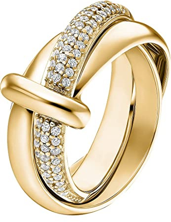 JETTE Damen-Damenring 925er Silber 62 Zirkonia