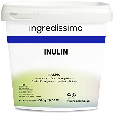 INGREDISSIMO Inulina 500g - Fibra Alimentaria de Achicoria, Gelificante y Espesante, Sustituto de Grasas, Vegano y Sin Gluten, Polvo Fino Natural, Sabor neutro, Ideal para Lácteos,