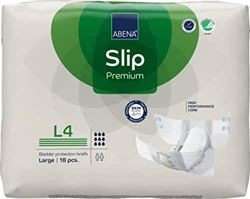 ABENA Slip Premium All-In-One Incontinence Protector, Eco-Labelled Womens & Mens Pads - Large (100-150cm Waist), 4000ml Absorbency, 18PK