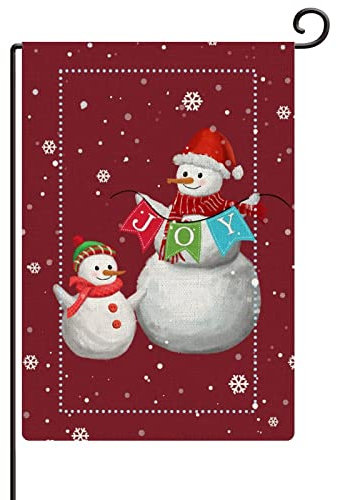 Weihnachtsfreude Schneemann Gartenflagge Schnee Winter Hausflagge Winter Dekorative 71,1 x 101,6 cm Jute, doppelseitig, saisonale Gartendekoration oder Innen- und Außendekoration, Urlaubsdekoration