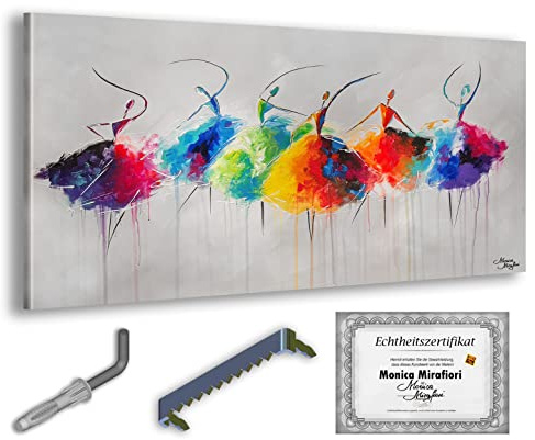 Monica Mirafiori I 100% HANDGEMALT I Gemälde Dancing Women 100x50cm | Gemälde Handgemalt | Acrylgemälde | Sehr Großes Acrylbild I Moderne Kunst I Kunstbilder