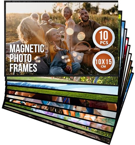 Magnetic Picture Frames for Refrigerator A6-10x15 cm - 10 Pack Magnet Picture Frames for Fridge 4x6 Magnetic Photo Sleeves Magnetic Photo Pockets Magnetic Picture Holder Locker Magnet Frames