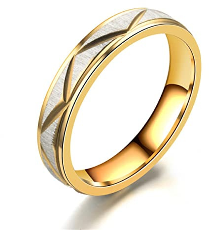 YAHOYA 4 / 6MM Gold Titan Edelstahl Ring für Männer Frauen Eheringe Trendige Groove Ringe Schmuck USA Größe