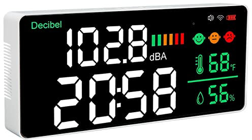 Decibel Meter Lettore di Livello Sonoro 4 in 1, Decibel Meter Wall Hanging Fonometro Alta Precisione Facile Ricarica, Sound Decibel Meter Funzione WiFi Design Regolabile