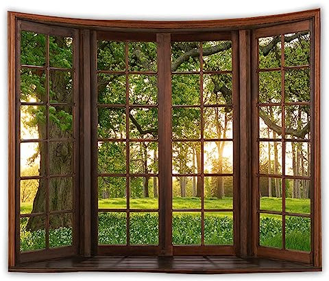 WANLIAN Wandteppich, Motiv: Wald, Landschaft, Berg, für Zuhause, Büro, Wohnheim, Innen- und Außendekoration, große Größe 150 (B) x 150 (L) cm, GTCH (18)