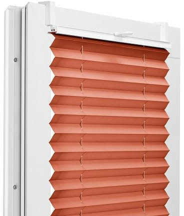 Fenster DEKOR - Plissee Klemmfix ohne Bohren Breite 70 cm x Höhe 100 cm - Fenster Plissees innen Orangenrot - Faltrollo Blickdicht - Faltrollos einfach zu montieren - Blissett Rollo