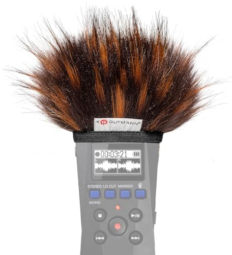 Gutmann Mikrofon Windschutz Fell für Zoom H1essential Premium Edition FIRE mit Innenfutter, Outdoor Handgefertigt in Deutschland