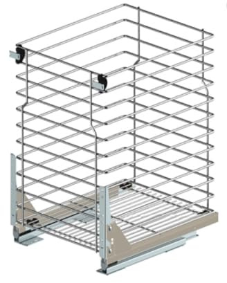 Schrankauszug Küche mit Bodenscheine Softclose [300mm] | Auszug Küchenschrank - 1 Etage | Unterschrankauszug Chrome | Vollauszug Bodenmontage | Küchenschrank Organizer Ausziehbar