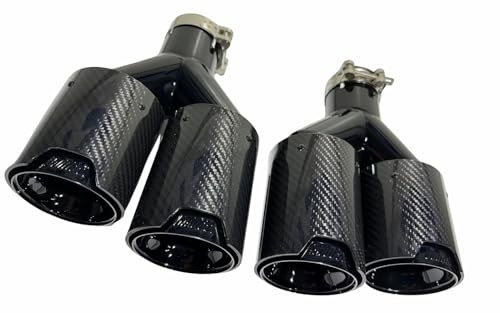 MpTuned 2 STK. Doppelte Auspuffblenden für BMW, universelle Passform, Carbonfaser mit schwarzem M-Logo innen, schwarzes Performance-Tuning