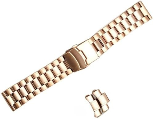 BOLEXA cinturino orologio Cinturino in acciaio inossidabile 18mm 20mm 22mm 24mm Fibbia pieghevole con estremità curva Uomo Donna Accessori for cinturini in metallo (Color : Rose gold, Size : 22mm)