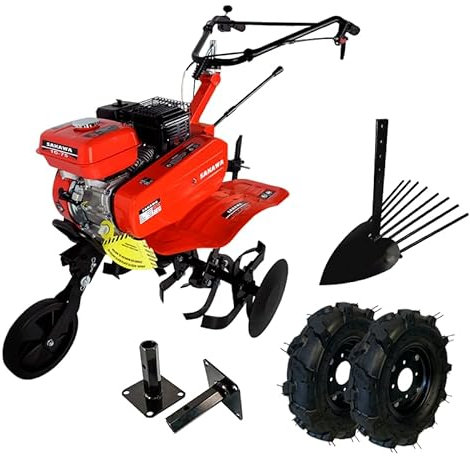 SAKAWA Motocultor Motoazada 7,5 CV Arracanpatatas + Ruedas + Mangones