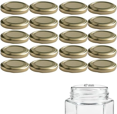 mikken 20 Deckel TO 58/6 cm für Gläser Marmeladengläser Twist-Off Ersatzdeckel Schraubdeckel für Einmachgläser Farbe Gold