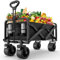Festival Trolley Folding Wagon Cart, 440LBS Heavy-Duty Camping Trolley with All-Terrain Extra Wide Wheels and Brake, Adjustable Handle & Cover Bag, Collapsible Foldable Trolley Cart for Beach Outdoor