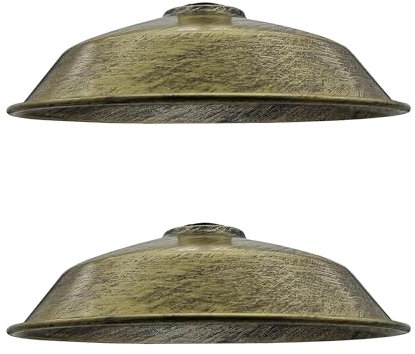 LEDSone 2 paralumi per lampada a sospensione a soffitto in metallo, ottone spazzolato, stile retrò, paralume per lampada dall'aspetto vintage industriale da 26 cm