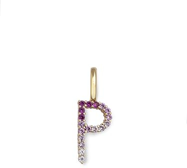 SINGULARU - Charm Letter Spark Sakura. Colgante en Plata de Ley con Acabado en Baño Oro de 18Kt y Circonitas Joyas Para Mujer. Letra P