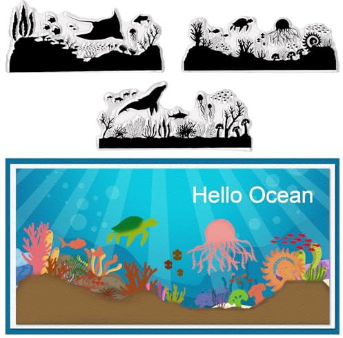 Estivaux Sea Animal Rubber Stamps: Rectangular, Silicone, 4.1 x 1.5 inches, Clear Stamps for Card Making, Journaling, Scrapbooking, DIY Cards, Album Crafts