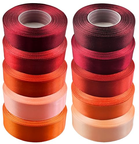 Netuno 10 x band röda nyanser 25 mm x 32 m satinband presentband