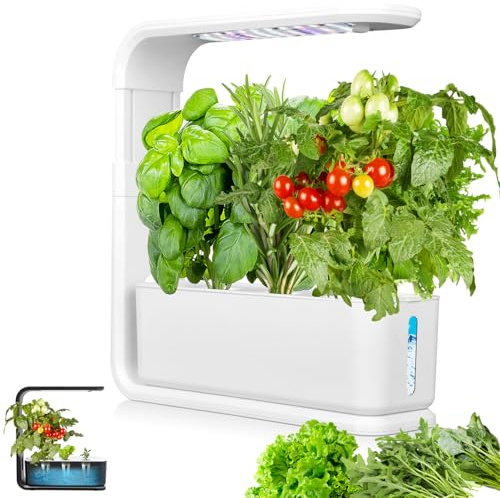 Hydroponics Growing System, Indoor Herb Garden With 3 Kinds Of Led Grow Light, 10h Timer, 3 Holes, 3 Inch Adjustable Light Stand, Transparent Water Level, Smart Garden Hydroponic Indoor white