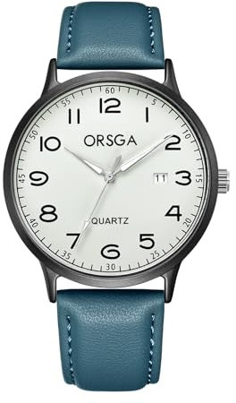 CIVO Herren Uhr Analog Armbanduhr: Groß Zahlen Quarzuhren - Blau Wasserdicht Herren Uhren mit Lederarmband
