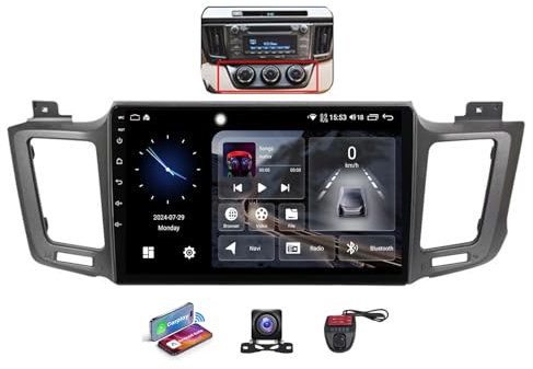 Android 13 9 QLED Écran Stéréo pour Toyota RAV4 XA40 XA50 2012-2018 Voiture sans Fil Carplay/Android Voiture Local Météo/DSP FM RDS Dab+ Radio/Commandes au Volant/Bluetooth/Caméra(A,NF-6)