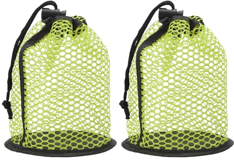 YELARXI Golfball-Aufbewahrungstasche, Nylon-Netz, Golftasche mit verstellbarem Kordelzug, passend für 15 Bälle, Outdoor, Sportzubehör, Tennis, Strand, Tauchen, 2 Stück, Grün
