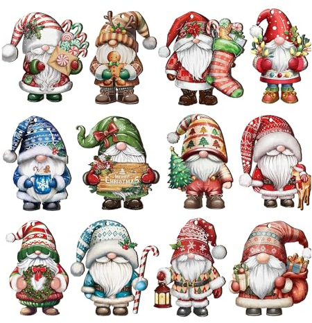 XFSRG 36 Pezzi Addobbi Natalizi in Legno Gnomi da Appendere per Albero di Natale Decorazioni Natalizie per Casa Feste Interni ed Esterni Decorazioni Pendenti di Natale (Multicolore-2)