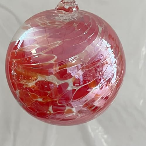 Kugel zum hängen rot klar Glaskugel Ornament Fensterdekoration mundgeblasenes Kristallglas Durchmesser ca. 8 cm