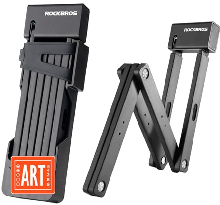ROCKBROS Lucchetto Pieghevole per Bici, Lucchetto Bici Antifurto e Portatile Lungo 104 cm con Supporto e 3 Chiavi, Altamente Sicuro e Durevole per Bicicletta, Moto, E-bike, Porta