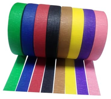 CIYODO 6PCS Colored Spray Masking Tape Textured Adhesive Paper Tape for Painting Decorating Crafting Weather-resistant Party Supplies Random Color