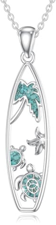 YueYuan sköldpaddor halsband för kvinnor 925 sterling silver surfbräda hänge hav smycken jul födelsedag årsdag smycken gåva för dotter flickvän syster mamma