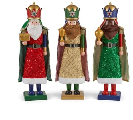 KAROLINE&CO. Reyes Magos Figuras Decoracion Navidad 64 cm Tipo Cascanueces Navidad | Set 3 Unidades | Adornos de Navidad Christmas Decorations – Navidad decoración Elegante