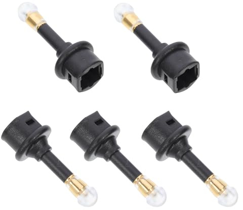 TOGEVAL Adattatore Audio Ottico Digitale Femmina a Jack 35 MM Set 5 Pezzi Ingresso Fibra Ottica Decodifica Stereo e Uscita Cuffie Compatto per Uso Portatile e Multimediale