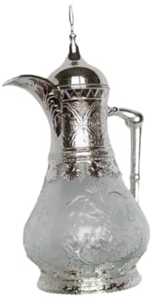 BEALIFE Élégante carafe à café arabe isotherme sous vide, un cadeau original et raffiné. Cafetière/théière portable en verre avec compartiment sous vide, Argent, 21 x 36 cm