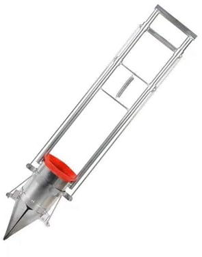 Dexinhdh Repiqueuse De Semis, Outil De Plantation De Bulbes À Long Manche avec Bol De Protection pour Semis, Cordon De Traction À Ressort, Outils De Jardin en Acier Inoxydable