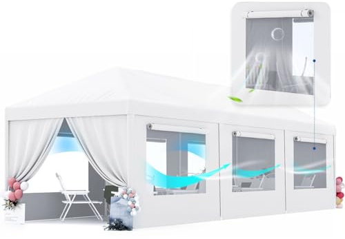 Quictent 10x30 Party Tent Gazebo Wedding Canopy Tent for Parties BBQ Shelter Pavilion with Removable Mesh Sidewalls & Elegant Church