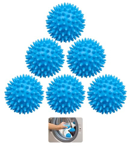 6 Pcs Tumble Dryer Balls,Laundry Balls for Washing Machine Ball, Reusable Soft Rapid Drying Ball for Tumble Dryer,Wrinkles and Less Static Cling,Washing Machine Balls