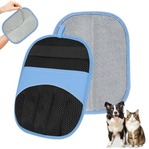 shixpiov Tierhaarentferner Handschuh 2er Set für Hunde & Katzen, Fell Magnet Reinigungs handschuh mit getrenntem 5-Finger-Griffdesign, wiederverwendbar für Sofa, Kleidung, Teppich und Autositz