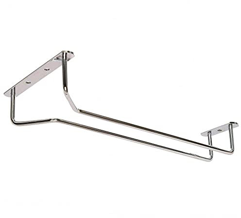 BarBits Chrome Plated Wine Glass Rack - 10, 16, 24 Glassware Hangers, Champagne Glass Holders, Stemware Holder Rack (10)