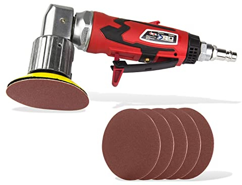 DEMA Druckluft Exzenterschleifer DES75+ - Schleifmaschine, Schleifer, Druckluftschleifer, Rundschleifer, D=75 mm - leistungsstark, langlebig, präzise - Werkstatt, Holz, Metall, Heimwerker, DIY